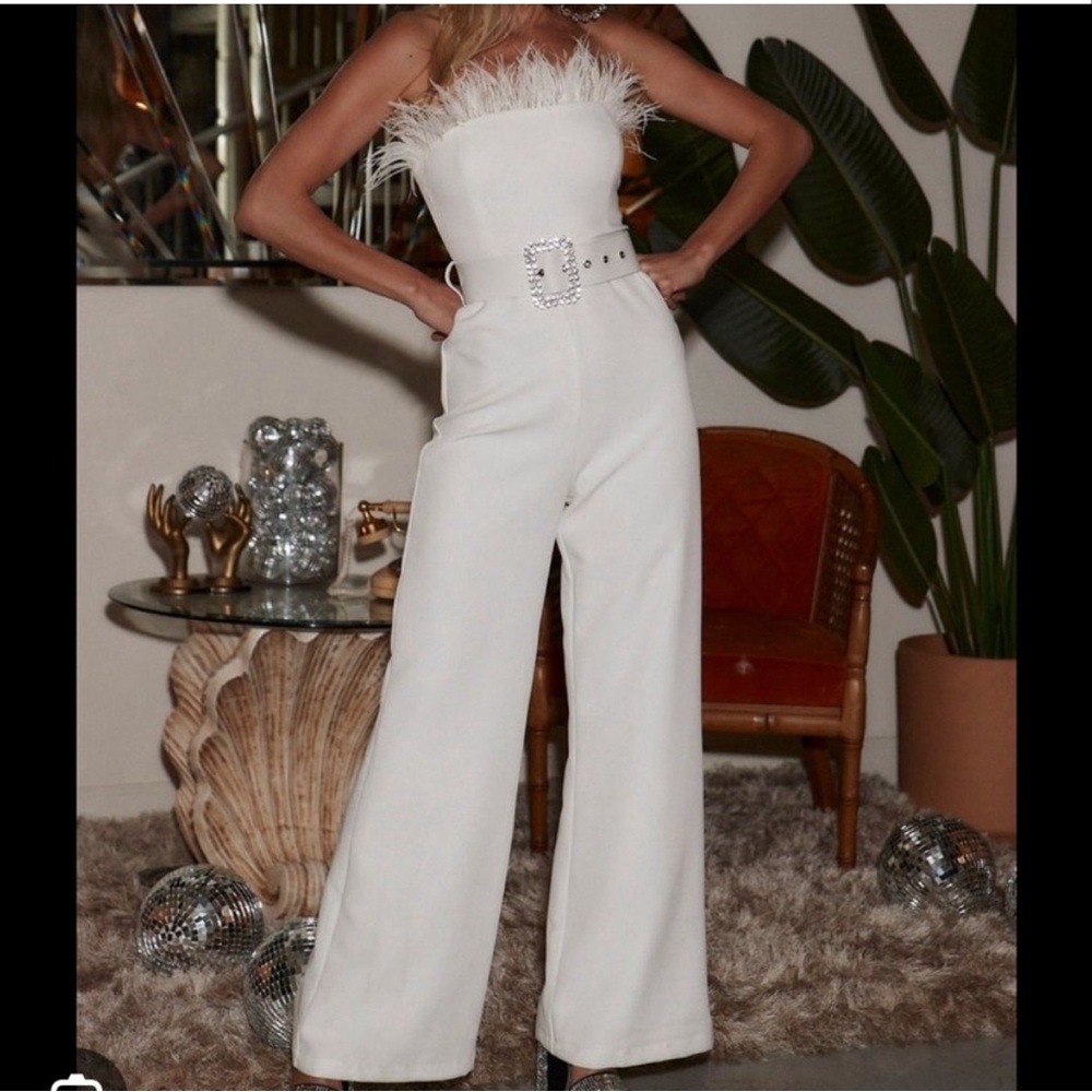 White feather jumpsuit from 12th Tribe